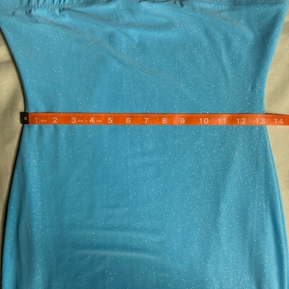 Sparkle Bandeau Blue Strapless Dress - Picture 10 of 13